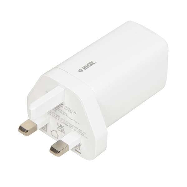 iBOX C-65 White GaN 65W Universal Charger UK Plug