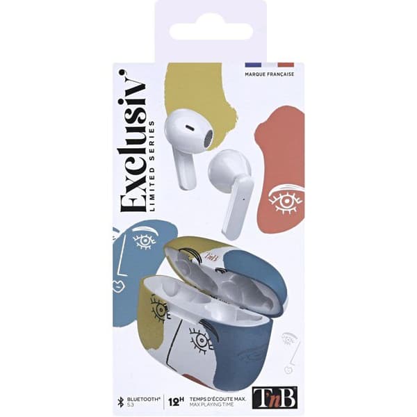 T'nb Wireless Earbuds - Exclusiv' - ART 3 - Charging Case - Bluetooth - 12-Hour Battery - White