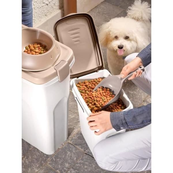 KERBL Pet Food Container - 25 L - Brown/White - Hermetic Closure