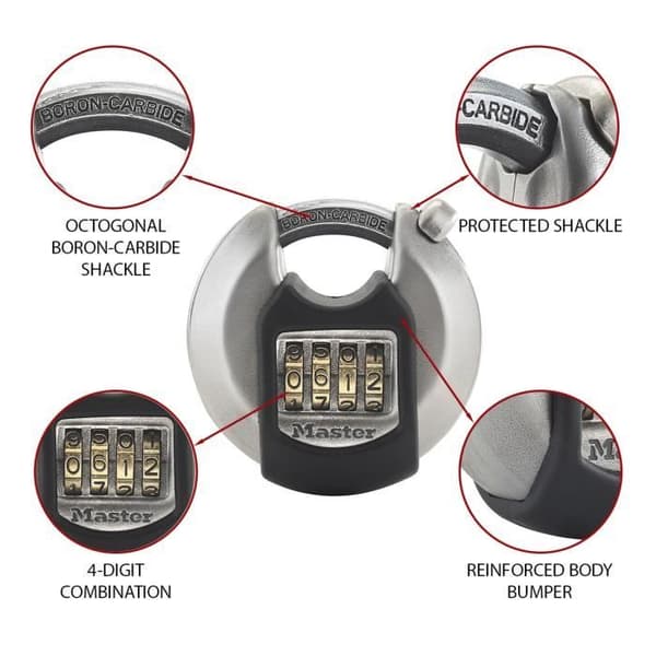 MASTER LOCK Disc Padlock - M40EURDNUM - 70 mm - Stainless Steel - Excell