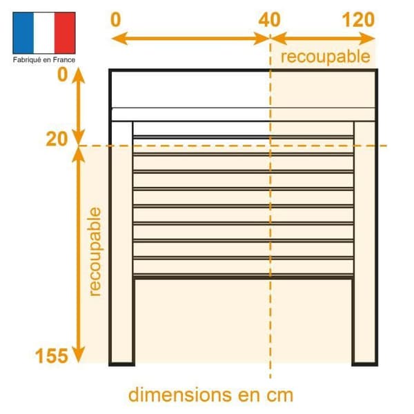 PVC Roller Shutter - 155 cm x 120 cm - Manual Operation - White W120