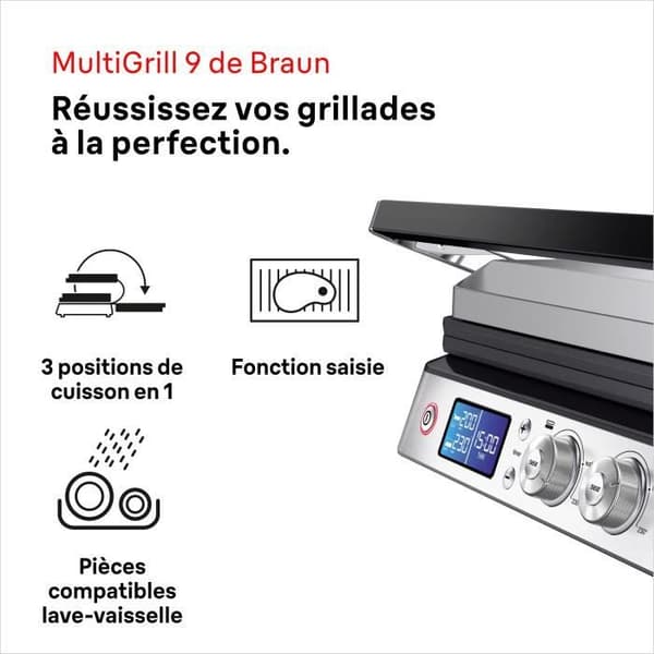 Multifunctional Grill - BRAUN - Multi Pro 9 - 2000 W - 3 Heat Settings - Black/Steel