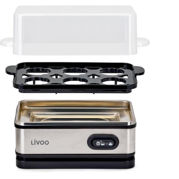 Egg cooker - LIVOO - DOC290 - 400W - 6 eggs - Stainless steel - Keep warm function - Egg rack, lid and measuring