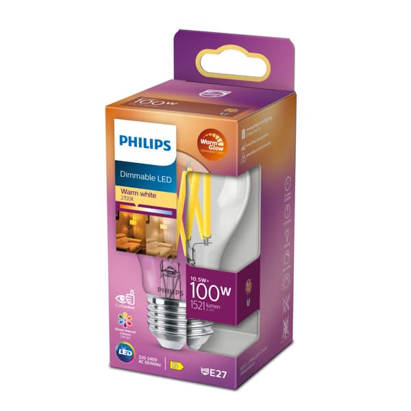 Philips LED Classic A60 Clear 100W E27 Dimmable - 1521 Lumen