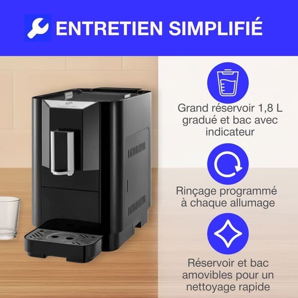 Continental Edison Espresso Machine - CECFAUTOB - Grinder - 19 Bar - Black