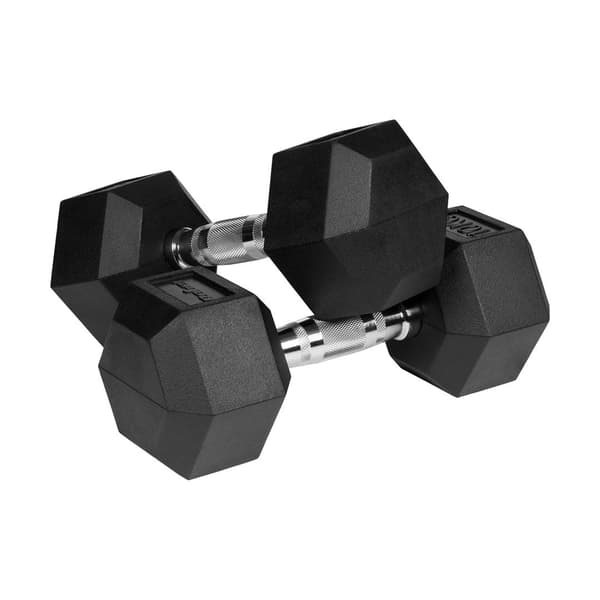 REBEL ACTIVE Rubber-coated Cast Iron Dumbbells 2x10 kg