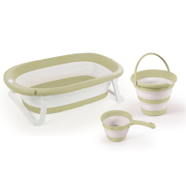 Dolu Baby Bath Set 3-piece Pastel Green/White