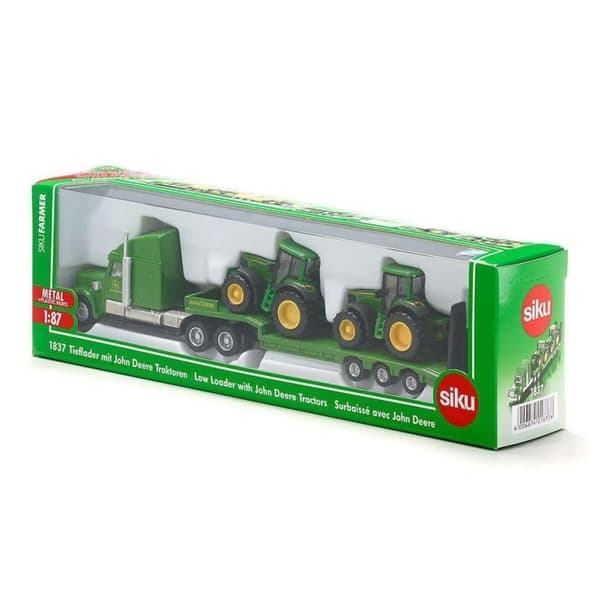Siku Low Loader with John Deere Tractors 1:87 - Metal/Plastic - Green - Model 1837
