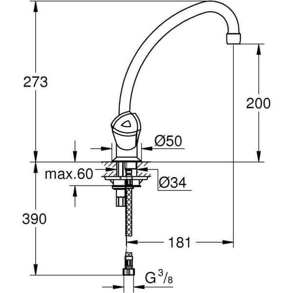 GROHE Kitchen Sink Mixer Tap - Costa Trend - High Spout - Chrome