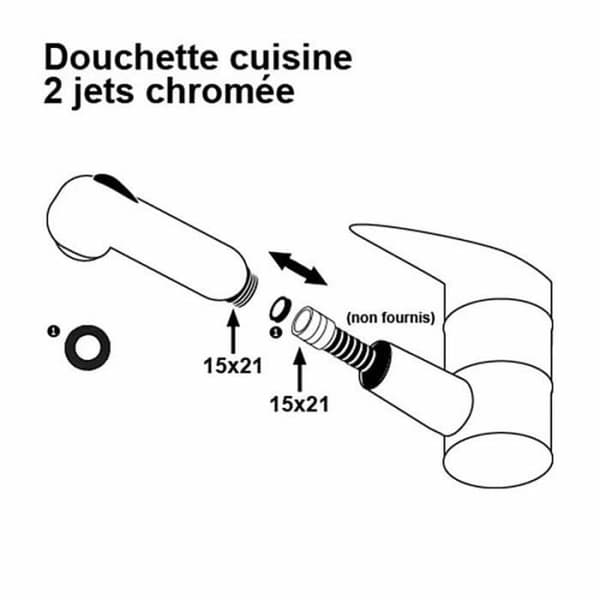 ROUSSEAU Kitchen Sink Mixer Tap - Pull-Out Spray Head - Chrome - 2 Spray Patterns