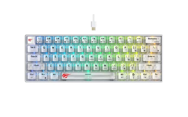 Havit KB903L Gaming Keyboard Transparent White - Wired, RGB LED Backlight