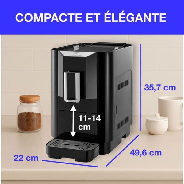 Continental Edison Espresso Machine - CECFAUTOB - Grinder - 19 Bar - Black