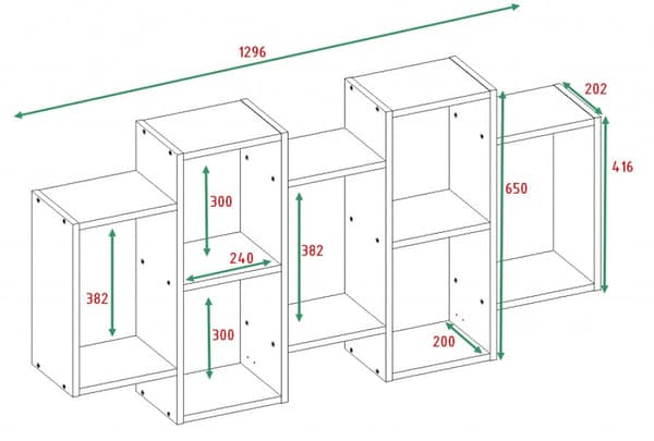BILBAO 7.0 Wall-Mounted Bookcase Matte White 129.5x65x20 cm