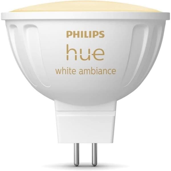 Philips Hue MR16 Smart Bulb, White Light, Bluetooth Compatible, Works with App and Voice