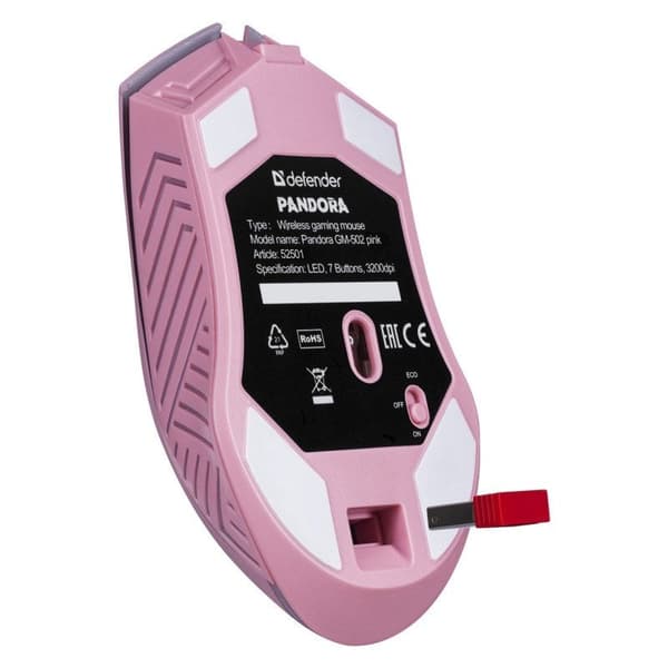 Defender Pandora Wireless Gaming Mouse Pink 3200dpi Rechargeable