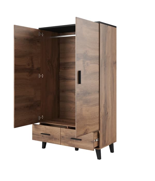 Cama LOTTA Wardrobe 2D2D Wotan Oak + Matt Black