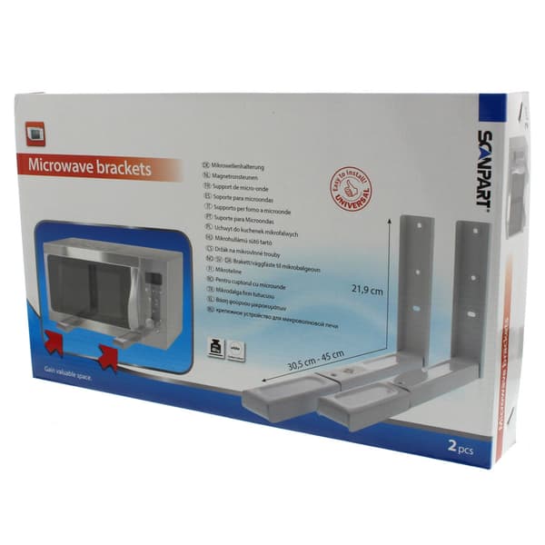 Scanpart Microwave Mounts White - Adjustable Depth 30.5-45 cm - Max Load 40 kg - Height 21.9 cm