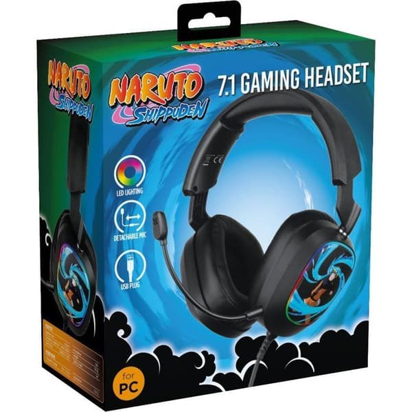 Konix Wired Gaming Headset - Naruto Shippuden - 7.1 PC - 50 mm Drivers - Microphone - 2 m Cable - LED - Black