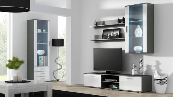Cama Wall-Hung Display Cabinet SOHO Grey/White Gloss