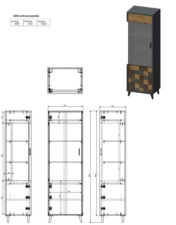 Cama Display Cabinet 1D SOUL 192/60/45