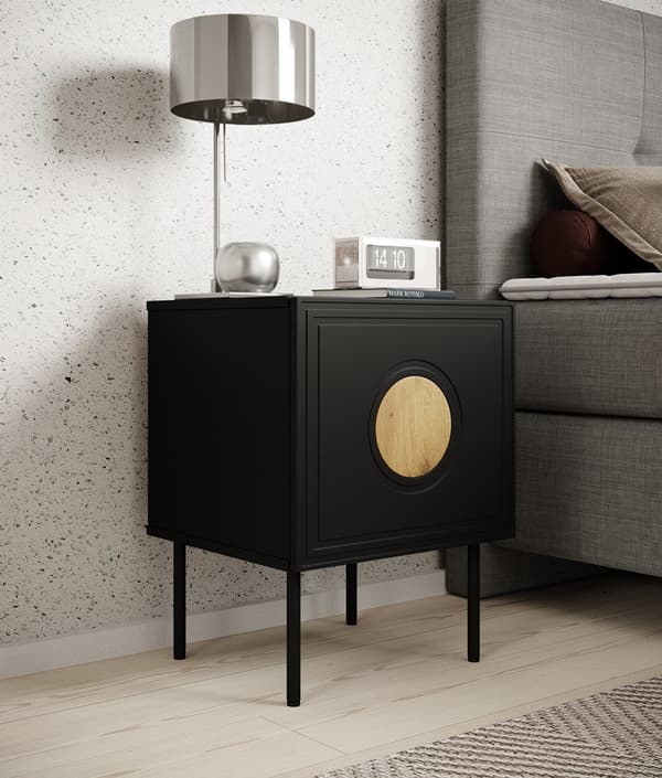 PALAZZO Bedside Table 2 pcs. 44.5x40x59 Black + Oak Craft