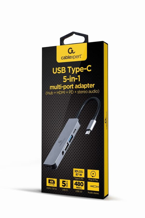 Gembird A-CM-COMBO5-02 - Laptop Dock/Port Replicator - Wired USB 3.2 Gen 1 - Silver