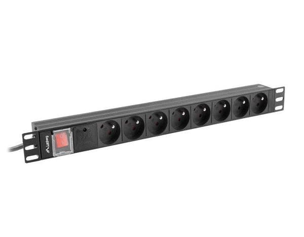 Lanberg PDU-08E-0200-BK Power Distribution Unit 8 AC Outlets 1U Black Rack-Mountable