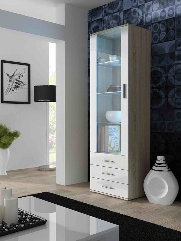 Cama Display Cabinet SOHO S1 Sonoma Oak/White Gloss