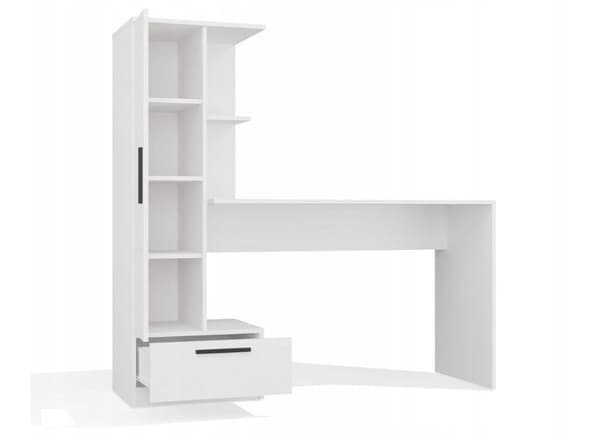 Cosmo Desk + Bookcase Set White