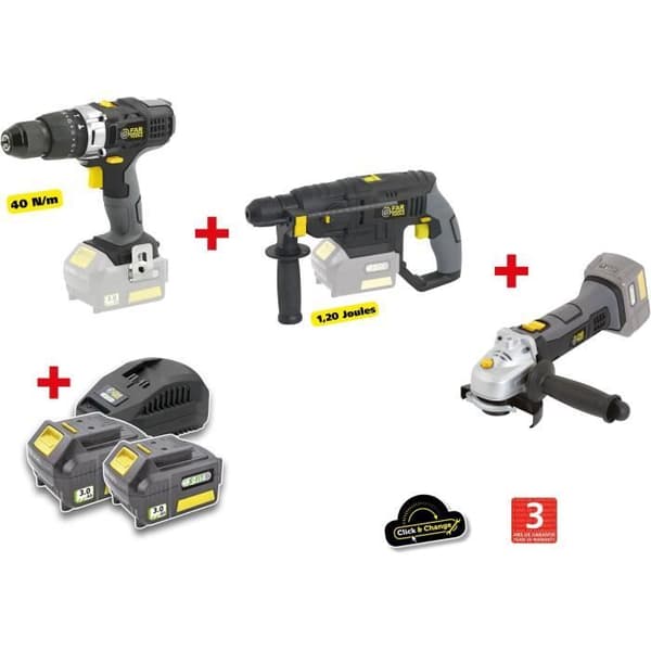 FARTOOLS X-FIT PACK "STURDY WORK" 3 x 18V Tools + 2 x 18V 3.0Ah Batteries