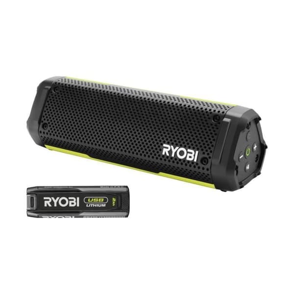 RYOBI - Bluetooth Speaker - 4V - IP67 - USB-C Cable - 1 x 4V 2.0 Ah USB Lithium Battery