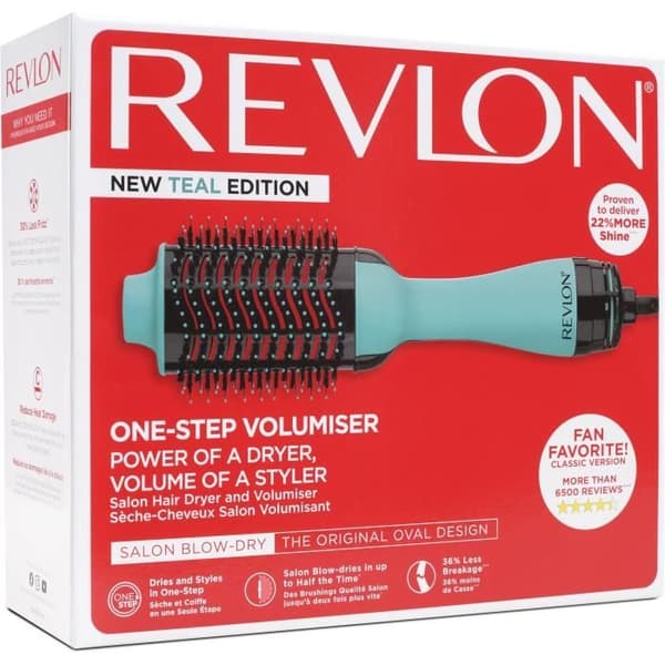 REVLON Volumizing Drying Brush - Teal Blue - Ionic Technology - 2 Speeds, 3 Heat Settings