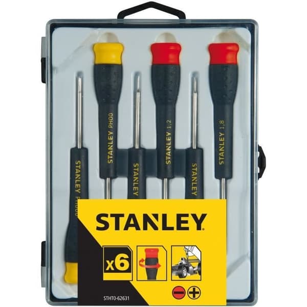 STANLEY Micro Screwdriver Set - 6 Pieces - 4 Slotted + 2 Phillips - STHT0-62631