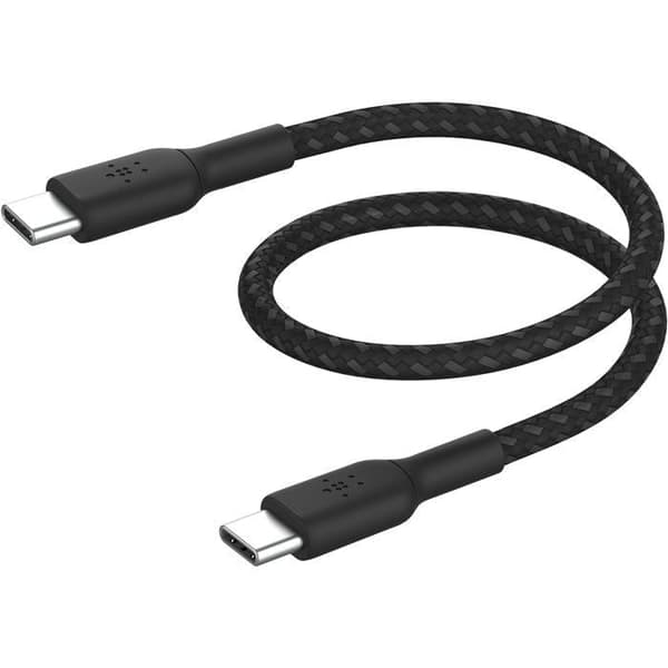 BELKIN Braided Cable - USB-C to USB-C - 0.15 m - Black - Fast Charging, Durable Design