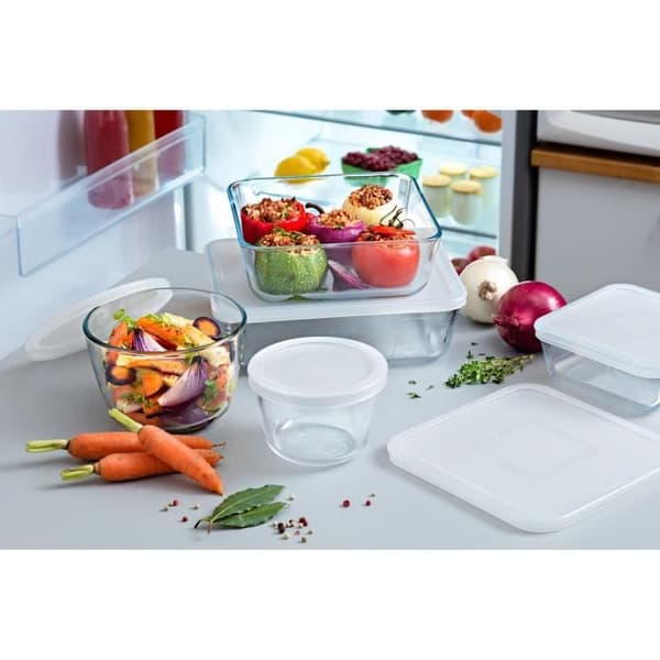 Pyrex Cook & Freeze Set of 8 Glass Storage Containers - Rectangular - Freezer Lids