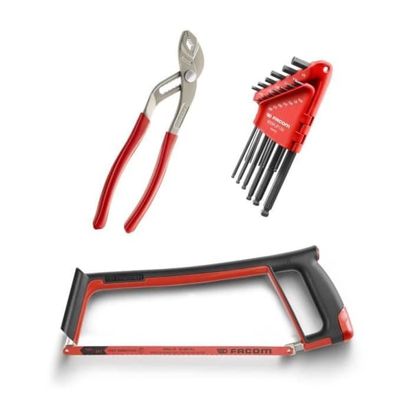 FACOM Toolbox with 22 Tools - BP.P20ACM1PB - 5 Screwdrivers, 6 Wrenches, 9 Hex Keys, Pliers, Hacksaw