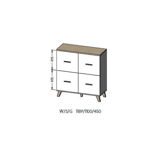 Cama Sideboard LOTTA 110 4D White + Sonoma Oak