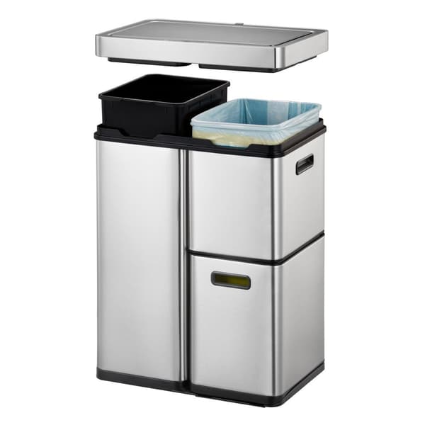 EKO Recycle Mirage Plus Sensor Waste Bin 30+15+15 L Stainless Steel