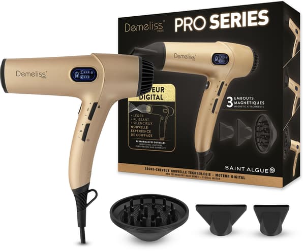 SAINT ALGUE Hair Dryer Demeliss PRO SERIES Diffuser Silent Gold