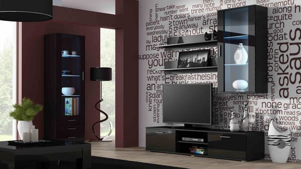 Cama Display Cabinet SOHO S1 Black/Black Gloss