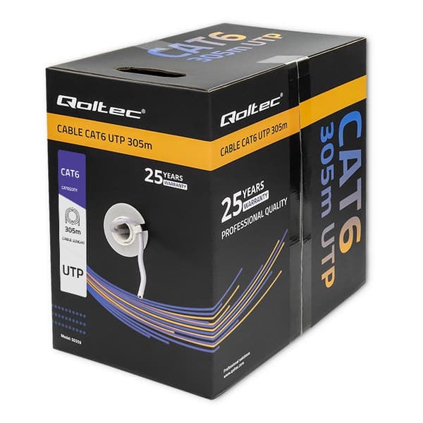 Qoltec UTP Cable Twisted Pair CAT6 305 m PVC Grey
