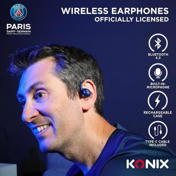 Konix PSG Wireless Sport Earbuds - 16.2 mm Drivers - 10 m Range - 12h Battery - Bluetooth 5.3 - Blue