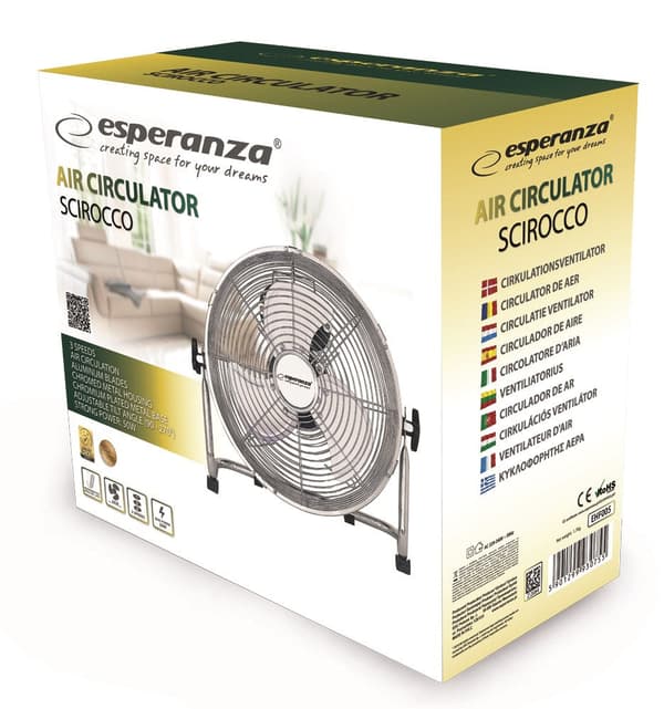 Esperanza Circulating Fan 12'' Chrome EHF005