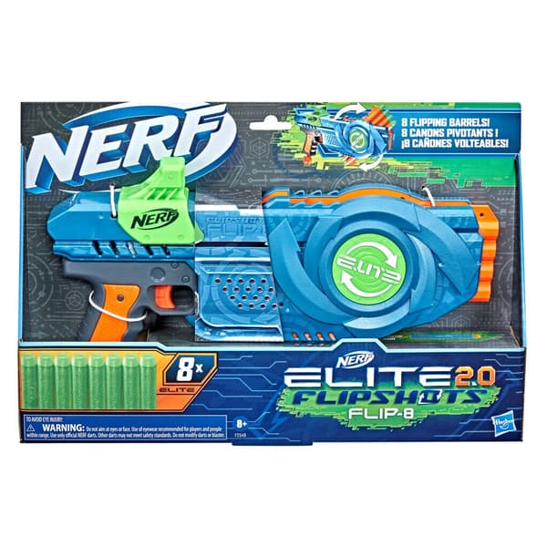 Nerf Elite 2.0 Flip 8 Blaster - 8-Barrel Dart Blaster - Manual Action