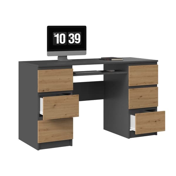 KUBA Desk 130x51x76 cm Anthracite/Artisan
