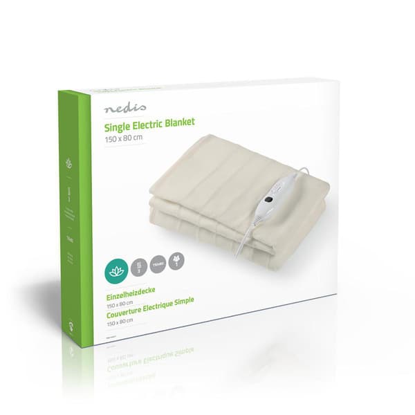 Nedis PEBL110CWT1 Single Electric Blanket - 80 x 150 cm, 3 Heating Settings