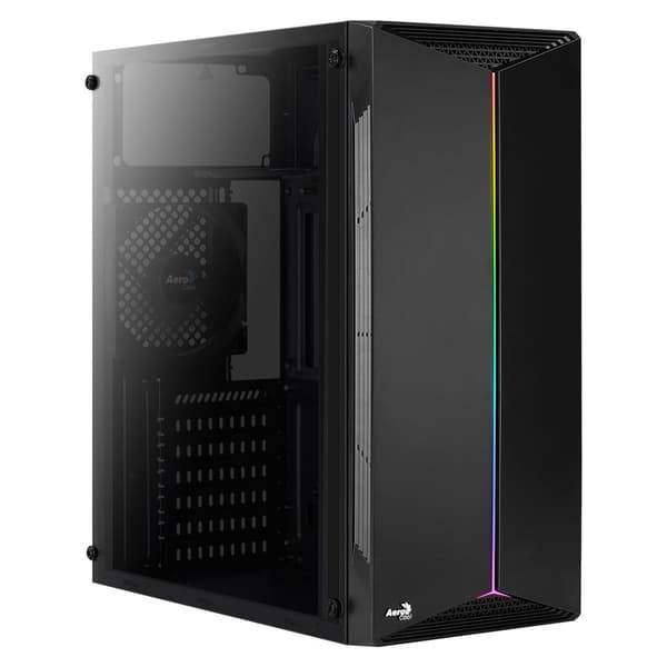Aerocool Split Midi Tower Black - RGB-LED Lighting - ATX, mATX, Mini-ITX