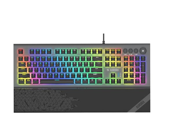 iBox Aurora K-5 USB QWERTY Keyboard RGB Red Switch Silver
