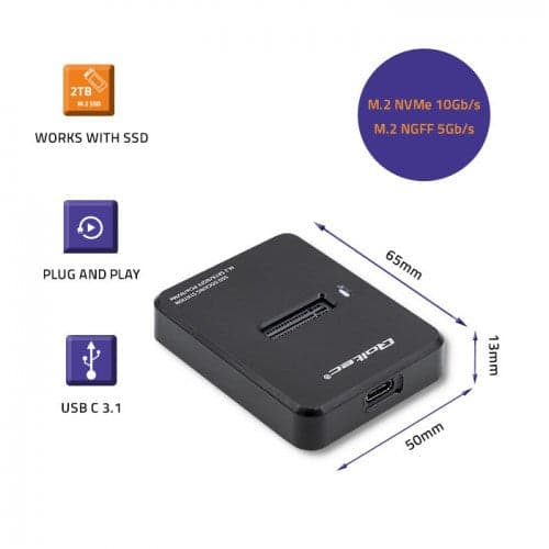 Qoltec 50313 Black M.2 SSD Enclosure