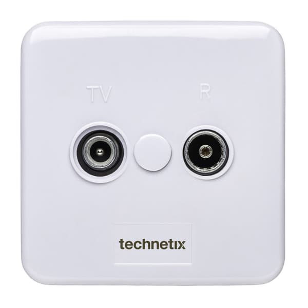 Technetix TN-TRAS2000-S Radio/TV Wall Socket Coax 2 Outputs White